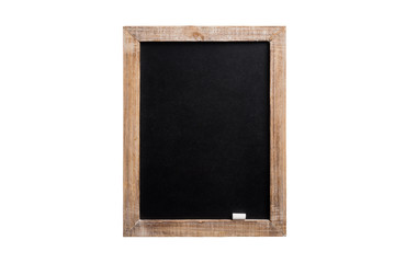 Fototapeta premium Blank vintage chalkboard with wooden frame, isolated on white background