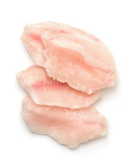 Top view of frozen fish fillet