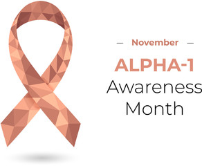 Alpha-1 Awareness Month (November) concept with amber awareness ribbon. Colorful vector illustration for web and printing.