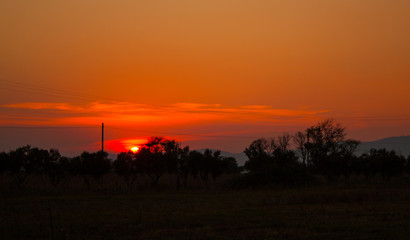 Fototapeta na wymiar Tuscan sunset in Grosseto.