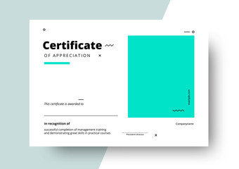 Certificate of appreciation template design. Elegant business diploma layout for training graduation or course completion. Vector background illustration.