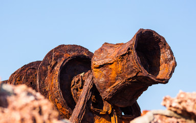 Rusty winch at Le Rocchette, Grosseto Tuscany Italy