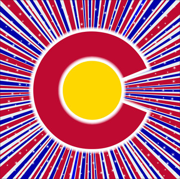 Red White And Blue Rays With Colorado Icon