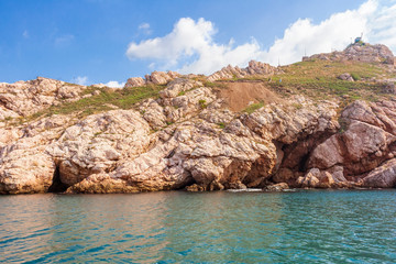 rock on the black sea coast of Crimea Peninsula sea view