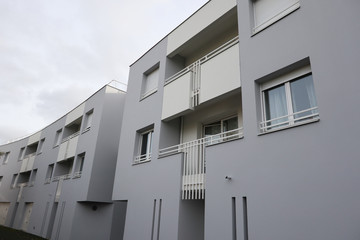 Cityscape office buildings with modern corporate architecture