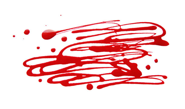 Red blot paint on white background