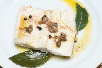 Pike fillets steamed on the dish