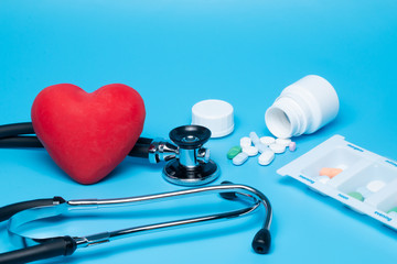 Red heart with stethoscope