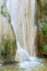 beautiful limestone waterfall with soft water
