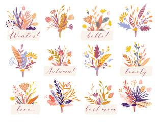 Vector floral badges.