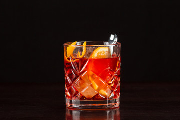 Alcohol cocktail collection - Negroni Americano with orange