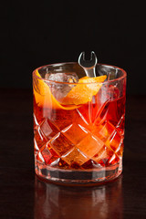 Alcohol cocktail collection - Negroni Americano with orange
