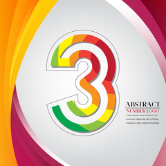 abstract number three rainbow style, arc colorful background vector