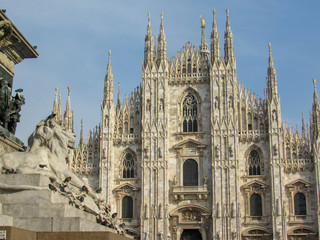 Milan Cathedral church standing proud in Piazza del Duomo in Milan, Lombardy, Italy at February,...