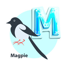 Magpie for M Letter in Children Crisscross-row
