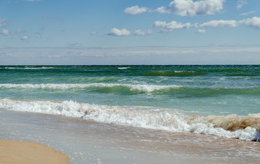 Black Sea coast, with waves and sandy beach