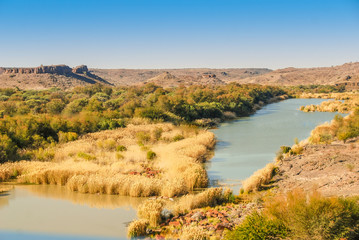 Fototapeta premium Hardap Recreation Resort by Hardap Dam in southern Namibia, Africa
