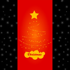 Fototapeta na wymiar Abstract Christmas tree red panel on black
