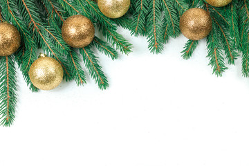 Christmas background for a congratulatory inscription. Green Branches if frame a white background....