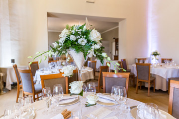 Table decorated for a party or wedding reception