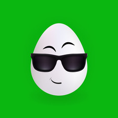 Cool glasses egg character with green background, vector, illustration, eps file