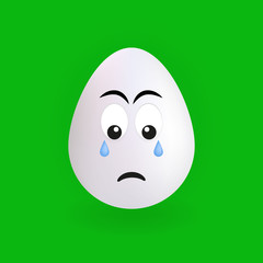Cute sad egg character with green background, vector, illustration, eps file