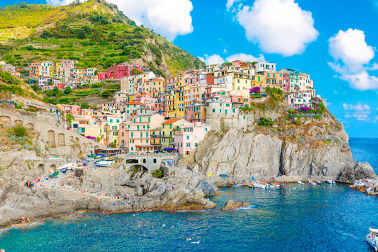 View of the village of Vernazza, Liguria, Cinque Terre, Italy