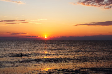 Fototapeta na wymiar Colorful sunrise sunset above the Aegean sea.
