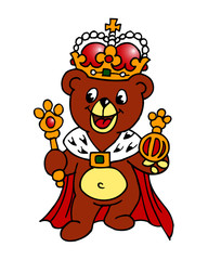 King bear with crown and scepter and apple