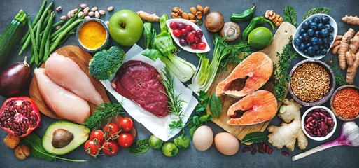 Keuken foto achterwand Eten Uitgebalanceerd dieet voedsel achtergrond