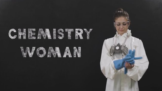 Young caucasian woman in sterile suit