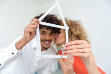 Woman and man having had success in finding a new apartment
