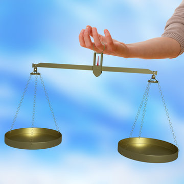 Woman hand is holding Libra