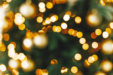 Blurry christmas light background indoor, winter holidays
