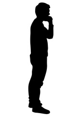 Man with phone on white background