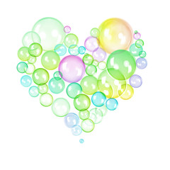 Abstract colorful heart made of bubbles for creative design