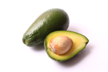 avocado on white background with shadow