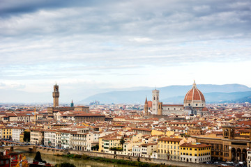 Landscape of the Florence as seen from Michelangelo hill. Tuscany, Italy
