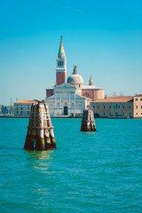 Beautiful view of San Giorgio Maggiore Church facing Grand Canal in Venice, Italy