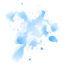 Abstract watercolor background hand-drawn on paper. Volumetric smoke elements. Blue, Marina color. For design, web, card, text, decoration, surfaces.