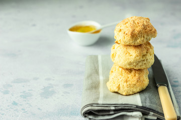 Traditional English scones with lemon jam.