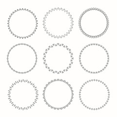 Collection of vector graphic circle frames. Wreaths for design