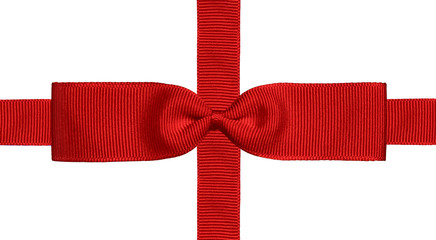 A red ribbon and bow for a gift isolated on a white background
