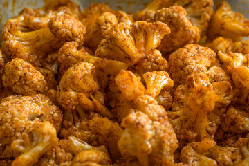 Cauliflower rosettes in a herbal marinade.