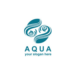 blue round water waves icon isolated on white background