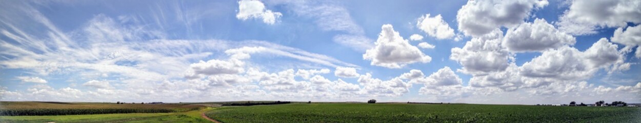 Panorama of farm with sky