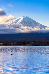 close up mount fuji from lake kawaguchi side, Mt Fuji view from the lake