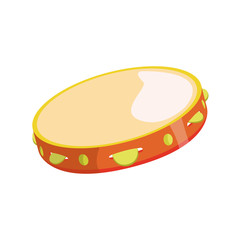 Tambourine flat icon. Percussion, gypsy music, folk. Musical instrument concept. Vector illustration can be used for topics like music, leisure, toys