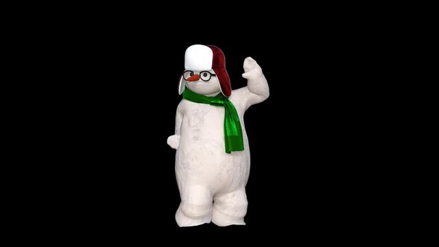 Christmas snowman is dancing fun, Transparent background