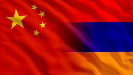 Waving China and Armenia Flags
